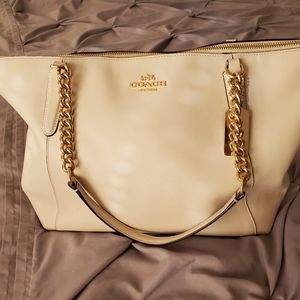 Coach white and gold handbag